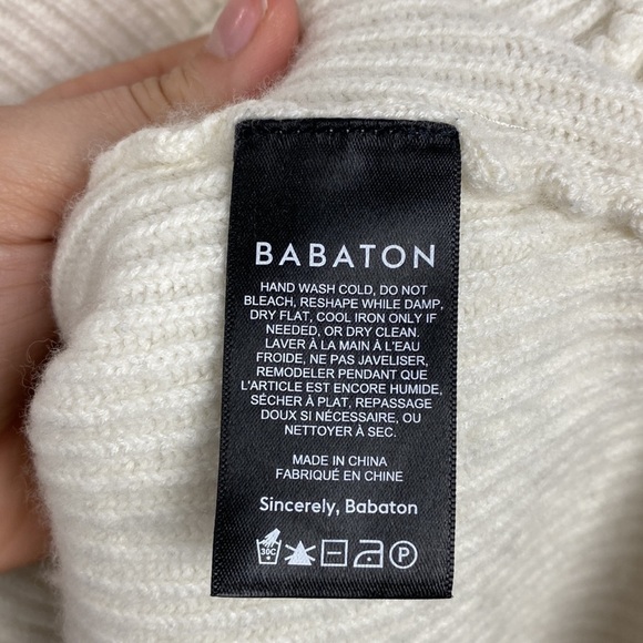 Babaton Chalmers Sweater Mock-Neck Wool Linen Blend Sweater Off-White - Size XS - Picture 7 of 10